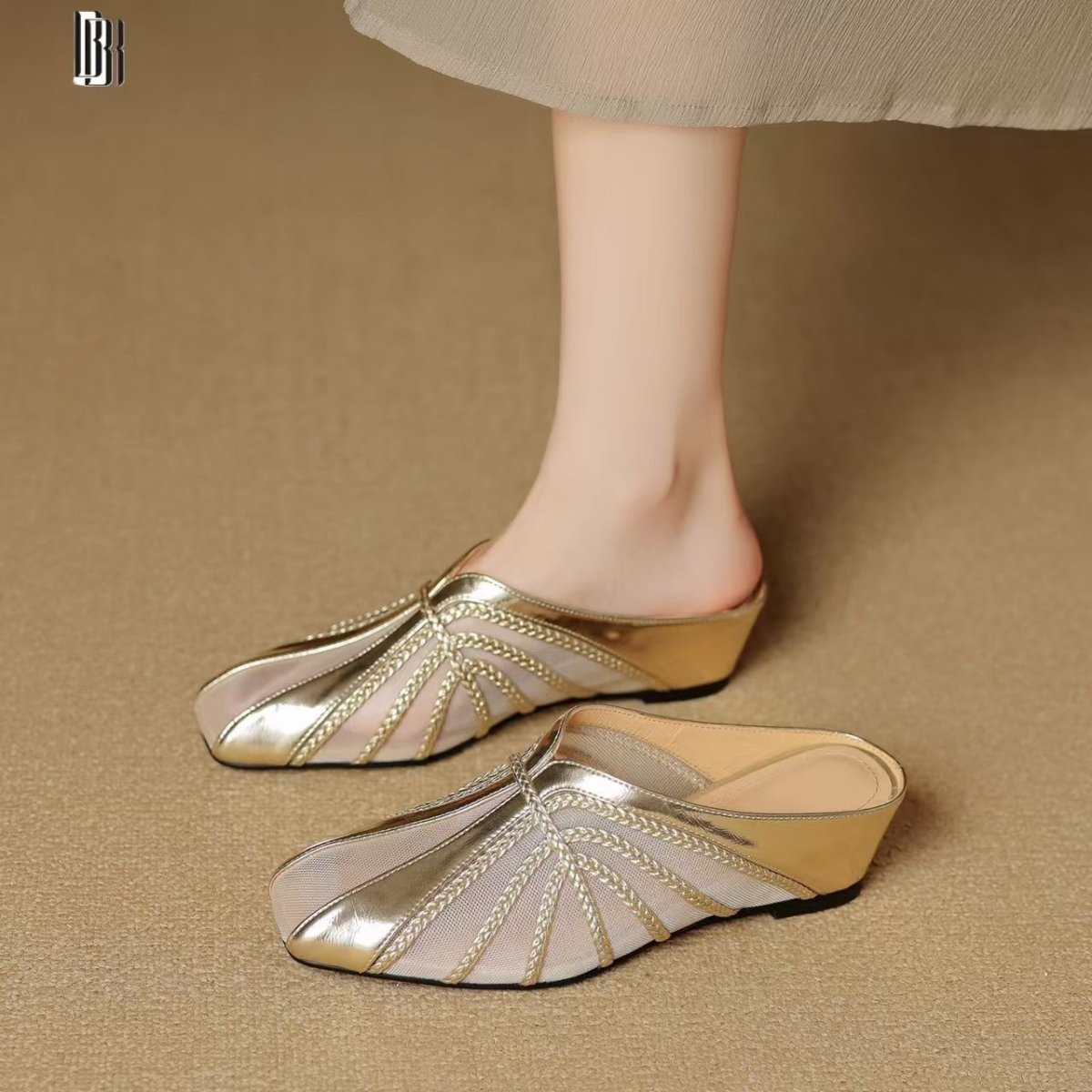 Women's Square Toe PU Slip-On Mules with Low Block Heel