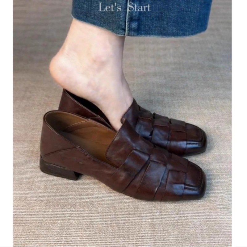 Women's Square Toe Flat Mary Jane Shoes with Single Strap